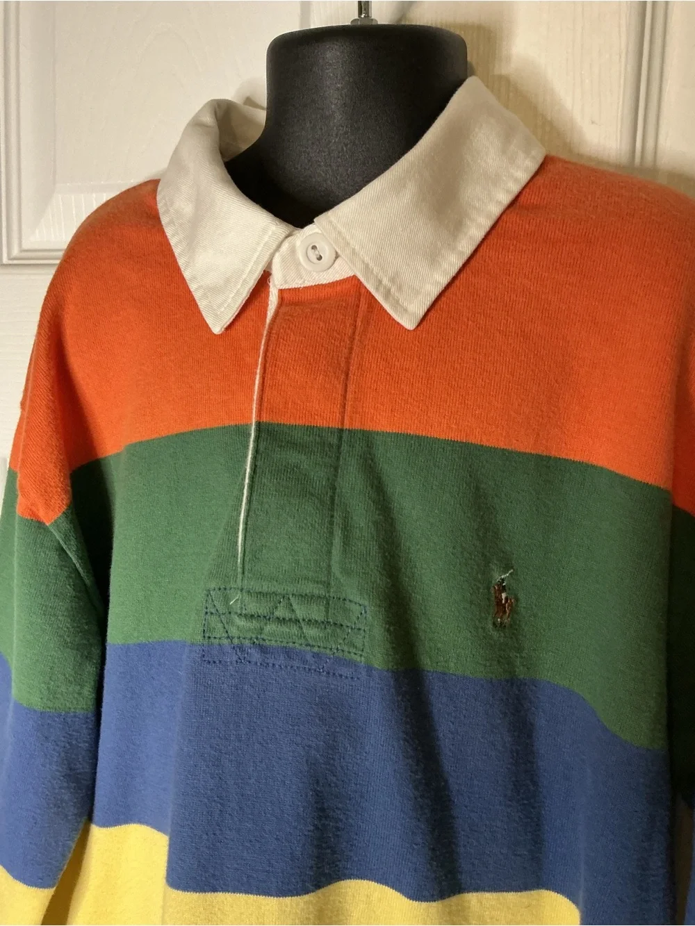 Ralph Lauren Multi-Color Striped Rugby Polo - Red, Orange, Green, Blue, Yellow